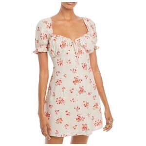 Bardot Floral Milkmaid‎ Mini Dress Tan Size Small